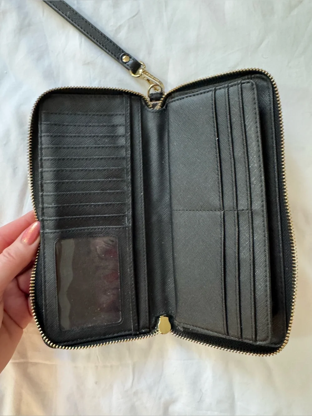 Michael Kors Jet Set Large Wallet Wristlet Signature Black/Taupe/Gold